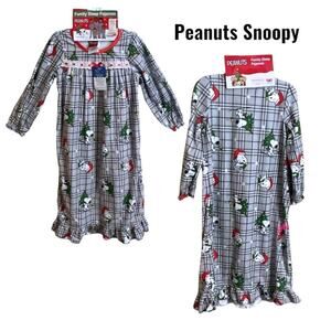 Peanuts Snoopy & Woodstock Girls Christmas Granny Nightgown Pajama Size 4